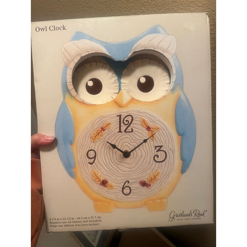 New! Ceramic Grasslands Roads Owl Clock